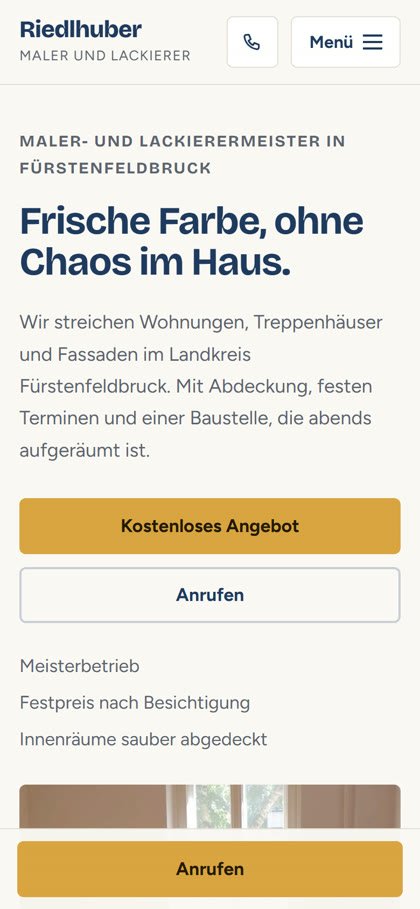 Dieselbe Seite auf dem Handy